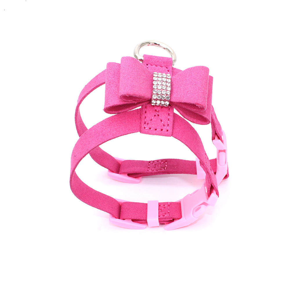 Bowknot Soft Dog Vest Dog Collars And Leashes With Rhinestone Easy To Use