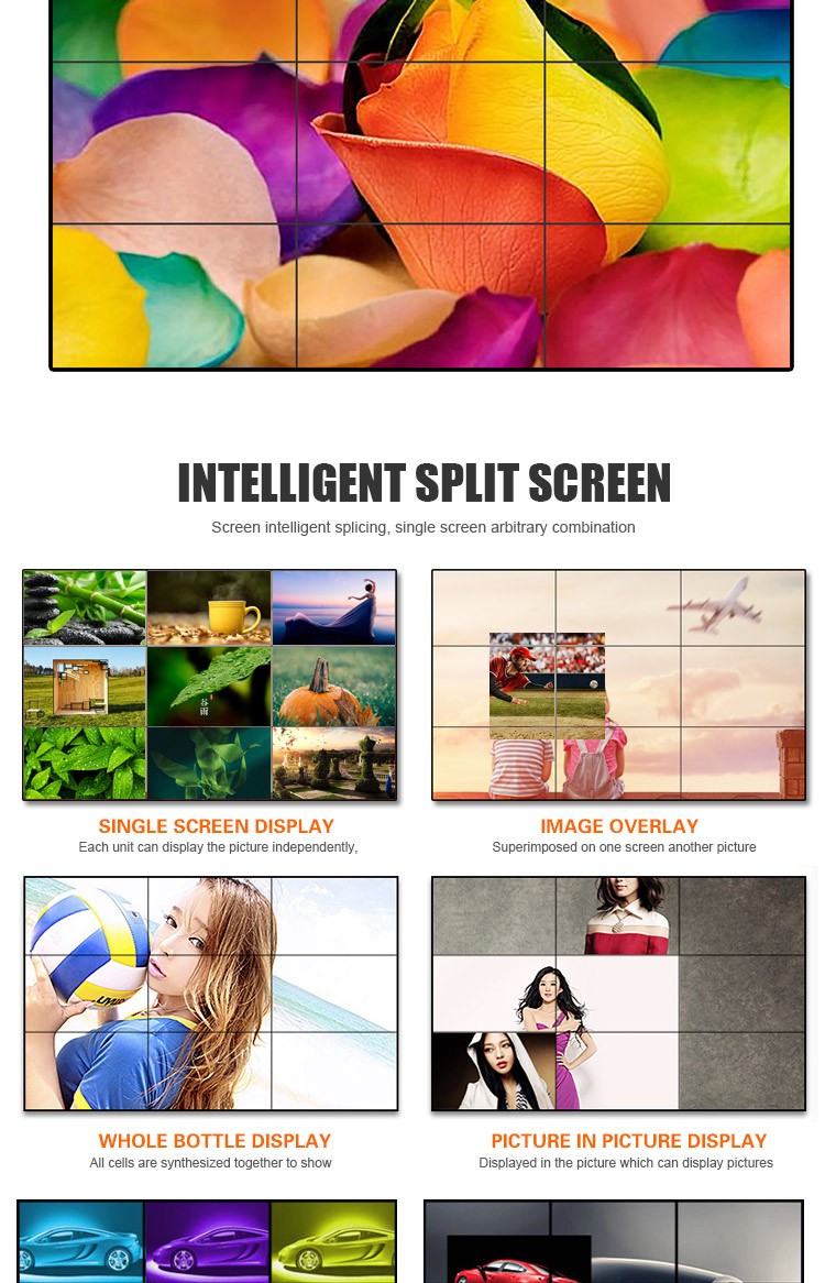 Ultra Narrow Zero Bezel LCD Video Wall Indoor Wall Mount Full Screen Lcd Monitors