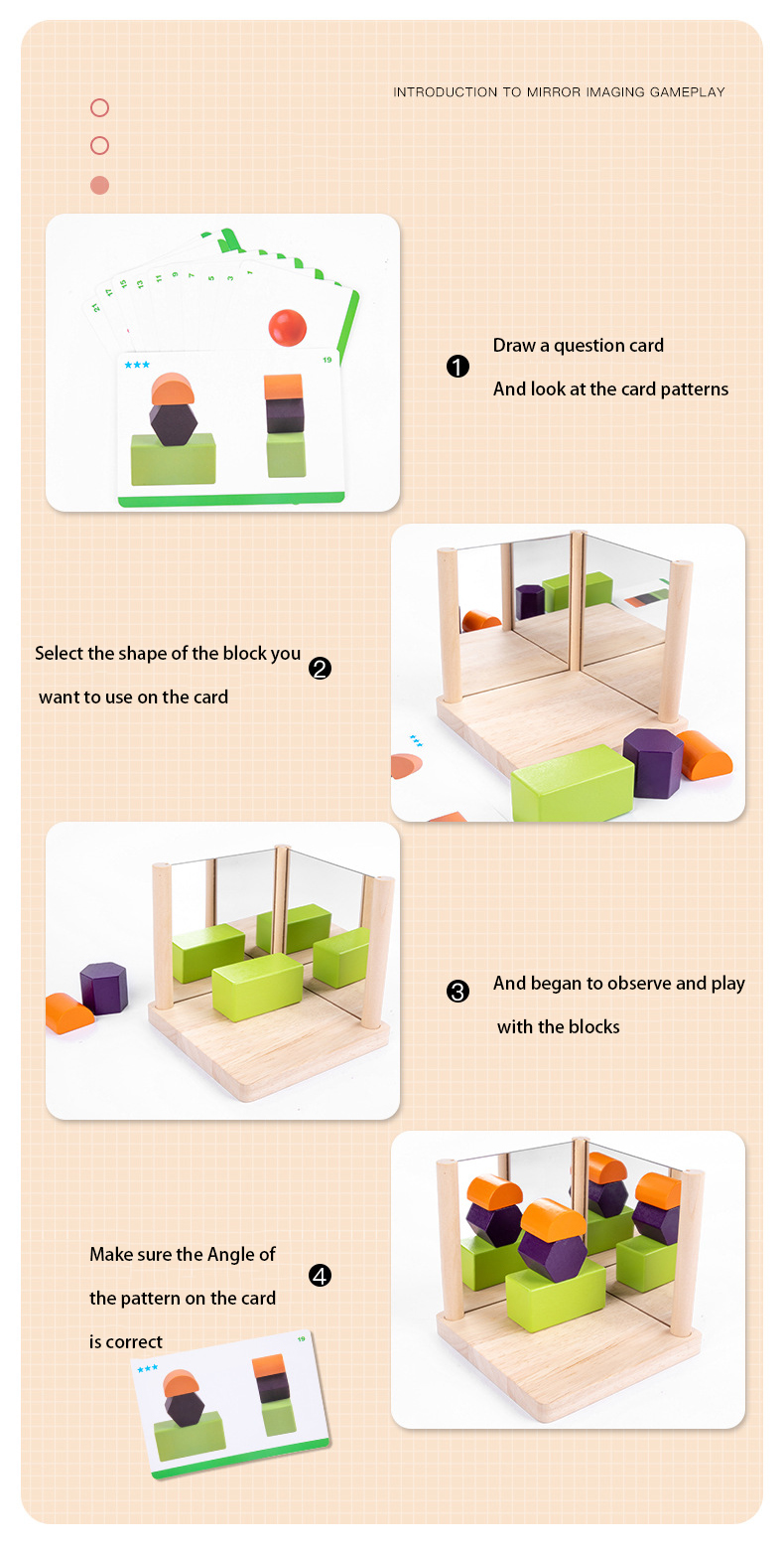Shape Color Cognition Matching Mirror Blocks Early Learning Toys For 2 Year Olds