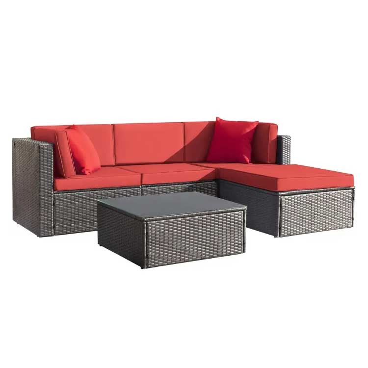 L Shape Rattan Garden Corner Sofa Waterproof Small Corner Garden Furniture