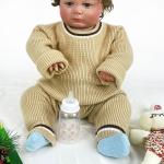 Unisex stripe knitted baby clothes set long sleeve knit baby girl sweater