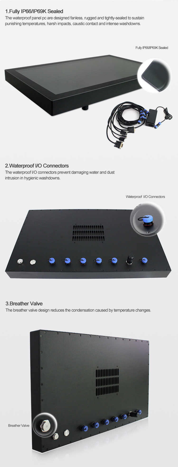 OEM 21.5 Inch X86 IP69K Panel PC Fanless Linux Embedded For Outdoor