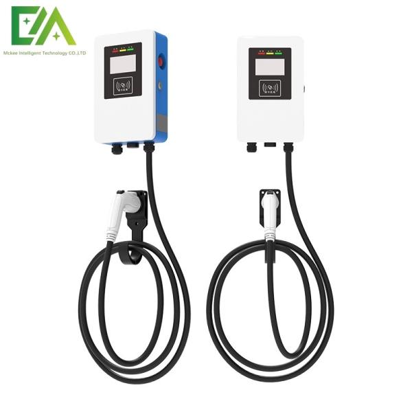 7KW 11KW 22KW Blue And White Wall-Mounted Electric Vehicle Single Gun AC