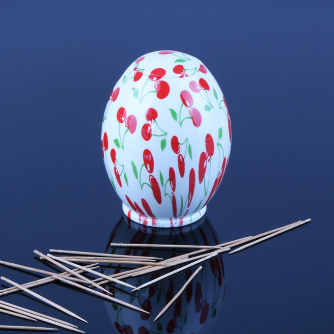 Plastic Refillable Cherry Printed ABS Decorative Toothpick Holder