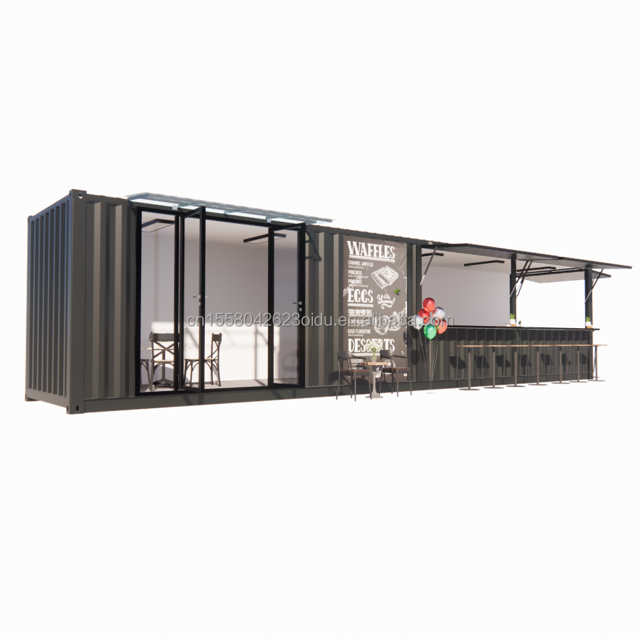 Galvanized Steel Square Tubes Main Structure 20ft-40ft Custom Modular Container Coffee Shop Food Stall with Modern Design