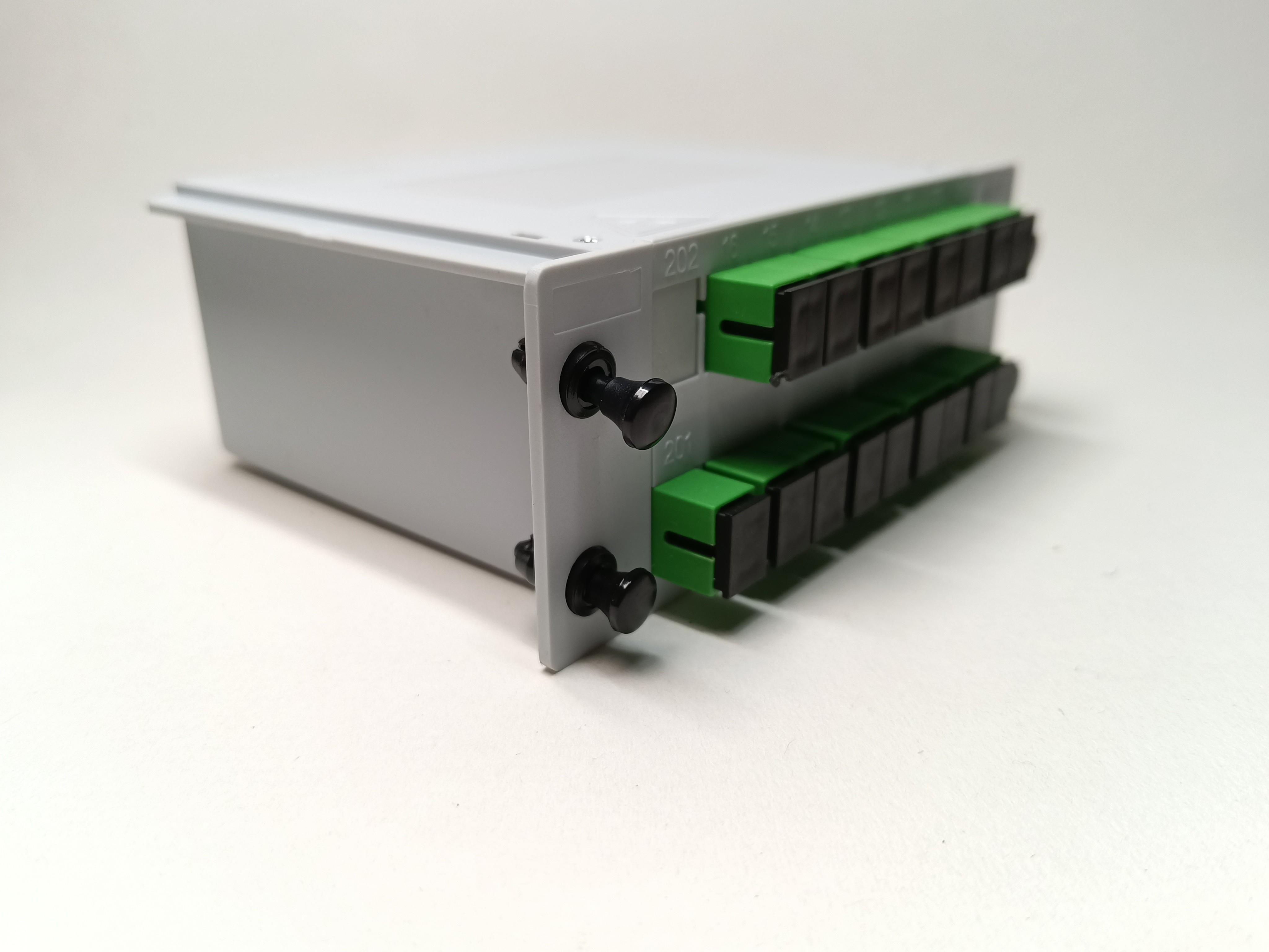 DIN Type 1X16 Insertion Fiber Optic Splitter With SC / APC Connectors LGX PLC 16 Ways