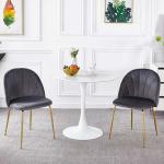 24.80lbs Weight 2pc Gray Velvet Upholstered Dining Chair Metal Leg