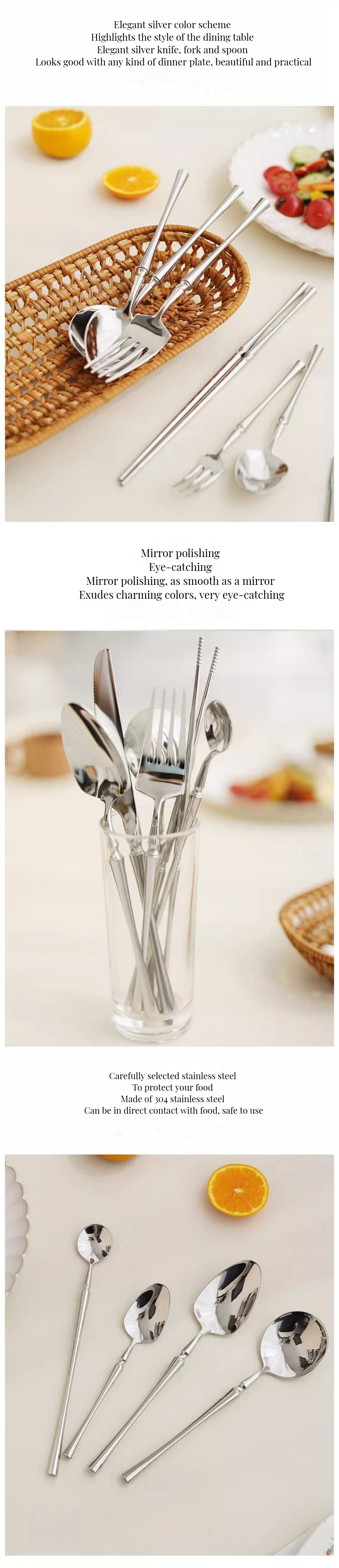 Silverware Spoon Fork Dinnersets 24-Piece Gold Stainless Steel Flatware Set for Hotels