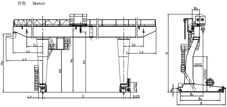L Type Single Beam Gantry Crane Bridge Construction 20 Ton