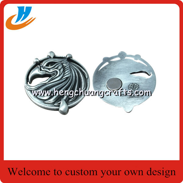 3D antique silver metal Magnet Fridge Zinc alloy die casting design