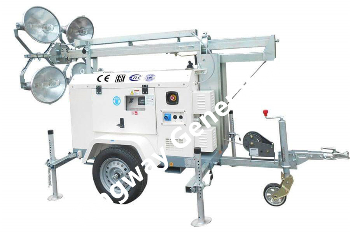ISO Approval 6m Mechanical Lifting Mobile Light Tower For Court
