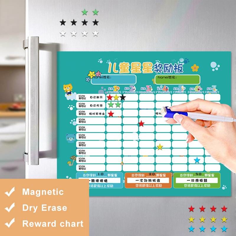 Dry Erase Childrens Magnetic Reward Chart A3 Custom Size