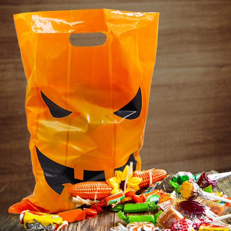 Gravure Printing PE PP Halloween Pumpkin Bags 30 Micron For Candy