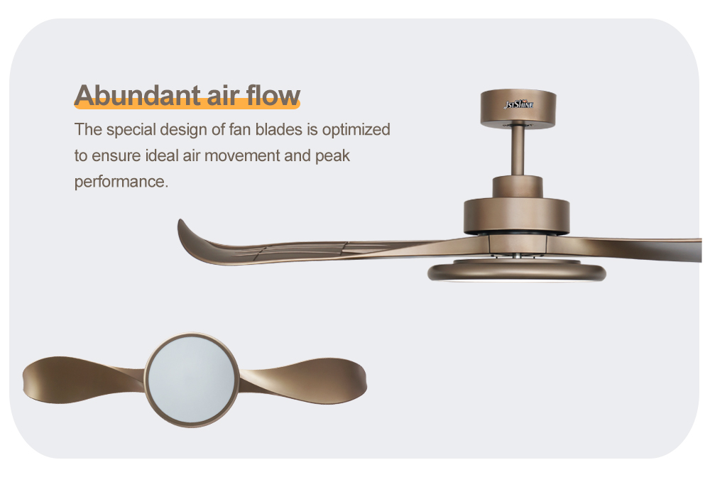 2- 1stshine 52-inch Gold Finish Ceiling Fan with Remote Control and 2 ABS Blades DC LED