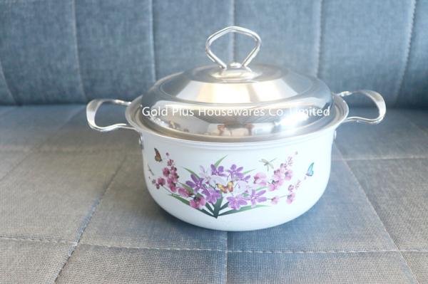Cookingware set white soup pot kitchen cookware with metal steel lid wholesale