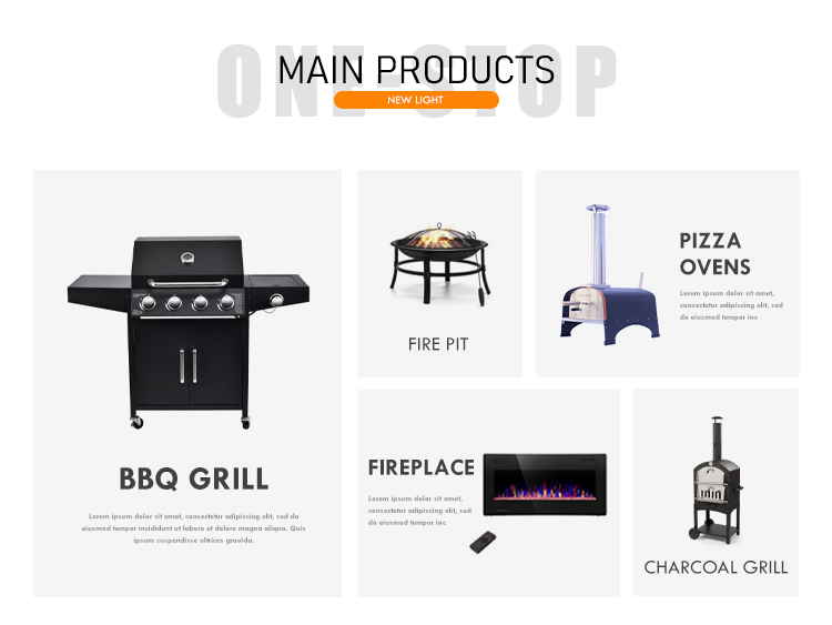High Temp Powder Coated 3 Burner Gas Grill with 2 Foldable Side Board Natural Gas