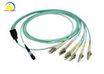 12F MPO Female Patch Cord 6 DLC 10G OM3 Aqua Color Around Cable