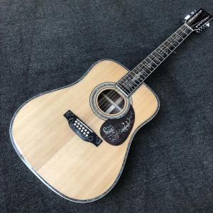 Quality Custom 12 Strings Solid Spruce Top 41 Inch Dreadnought Deluxe Abalone Binding Acoustic Guitar Umbrella Logo on Headstock wholesale