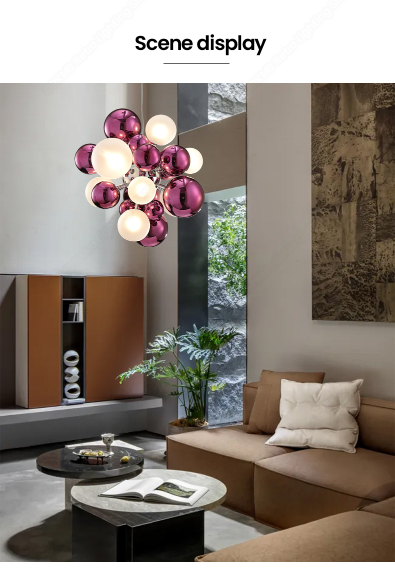 Postmodern Glass Ball Chandelier Lighting Modern Luxury LED Hanging Light(WH-MI-449)