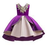 V-Neck Flower Girl Dress Champagne Lace Princess Dress Vestidos De Ropa Niña