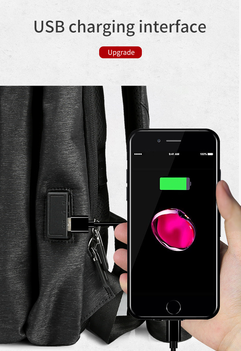 Factory hot sale OEM custom logo men school waterproof business bag travel USB Laptop Backpack