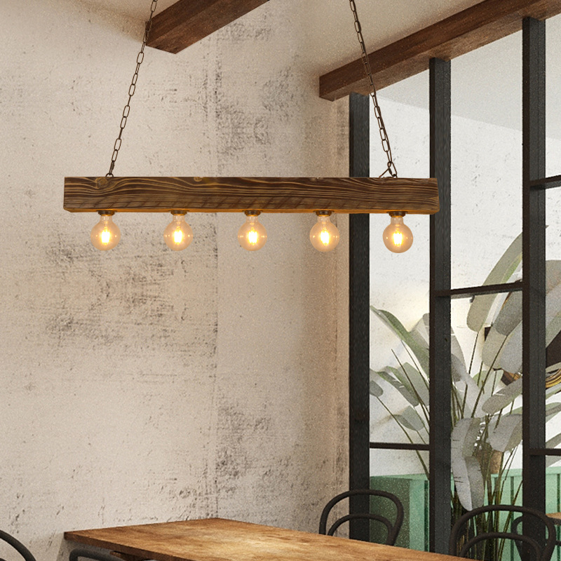 Solid Wood Chandelier Creative Industrial Style Restaurant Living Room Hot Pot Shop vintage pendant lights(WH-VP-214)