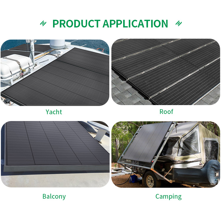 Home Use Industry And Commerce Use Double Glass Solar Panel Tiles Flexible 25w All Black