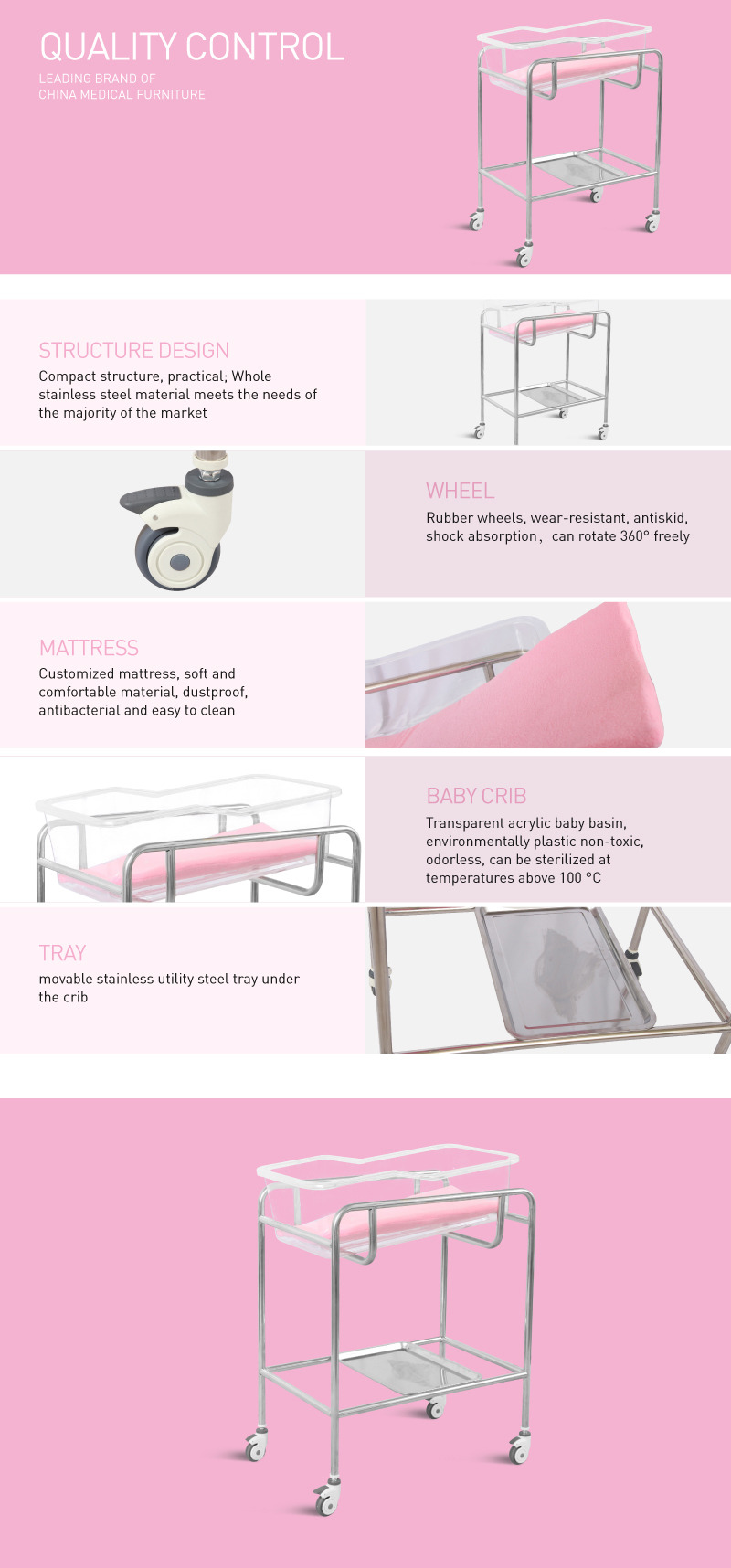 Certification Luxury Cheap Metal Baby Bed