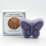 8.5*6.5*3cm Konjac Glucomannan Butterfly Bath Sponge 100% Natural Konjac Puff