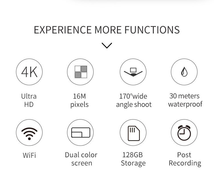 170 Degree Hiking 4K Ultra HD Action Camera Ip68 Helmet Wifi
