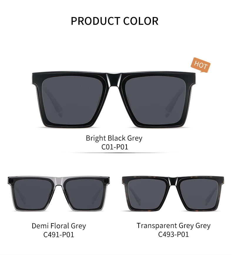 OEM ODM Square Acetate Sunglasses Unisex Men TAC Polarized