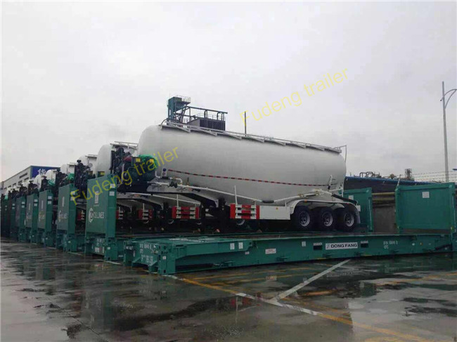 Double Cabin Cement Tanker Trailer / Cement Bulk Trailer With ABS Brake System