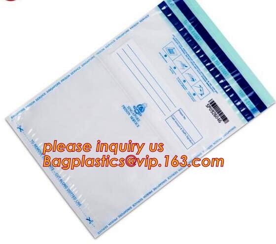 Opaque Tamper Evident Sealing Plastic Bank Money Steb Security Bag / Custom Self Adhesive Plastic Courier Bag, bagease