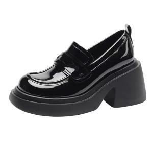 Quality Fashion Black Flat Loafer Shoes With Heels Height 4CM wholesale