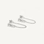 Sales Baguette Cubic Zircon Threader Stud Earring Jewelry 925 Sterling Silver