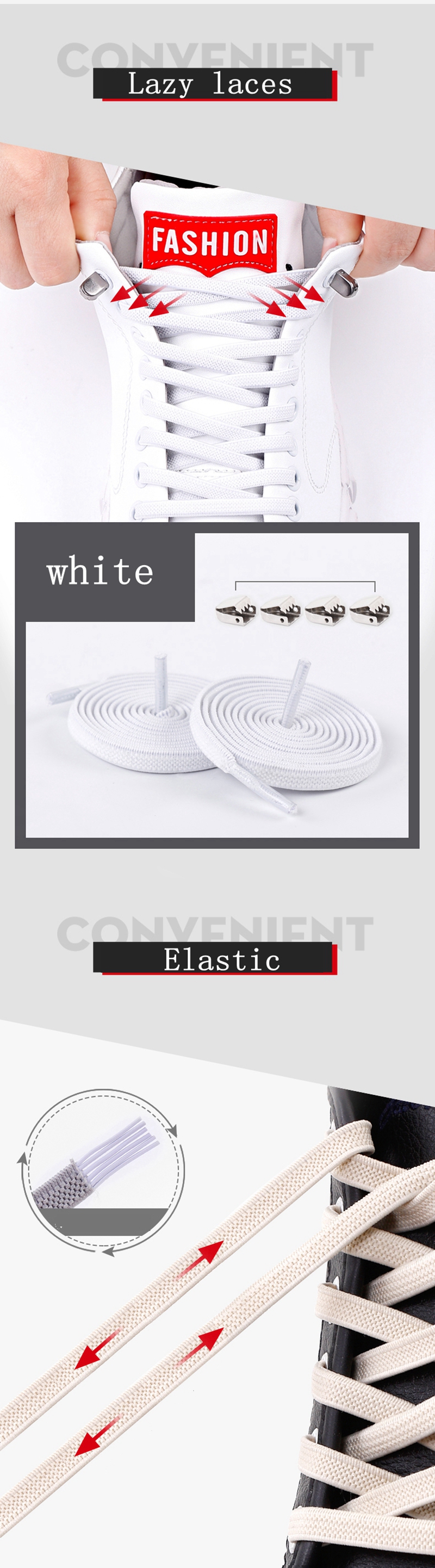 Wholesales Hot Selling No Need Tie Elastic Shoe Lace Lock No Tie Shoelace