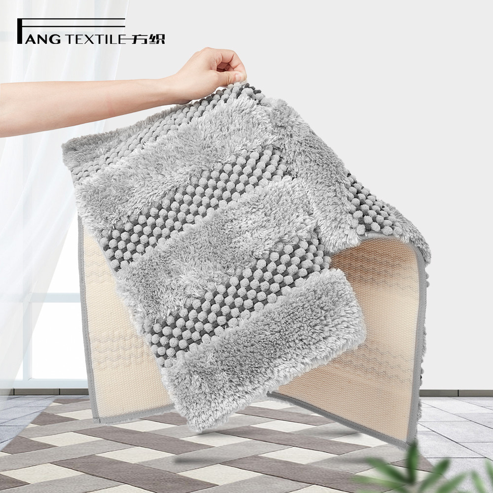 OEKO-TEX 24x38 Latex Bottom Chunky Chenille Bath Rug Gray Color