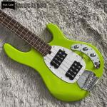 Custom 4 Strings Stingray Electric Bass Guitar in Green with White Pickguard