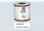 Bathroom Vanity PU Leather Round Wooden Tissue Box