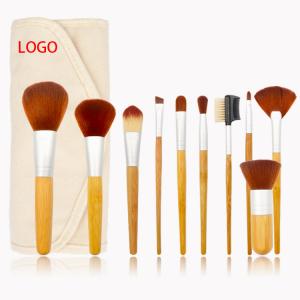 Quality 10PCS ISO9001 Bamboo Wood Makeup Brush Set 16.8*2.1*2.1cm wholesale