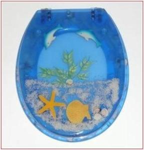 Quality polyresin toilet seat cover,sea star shell design transparent poly-resin toilet seat, wholesale