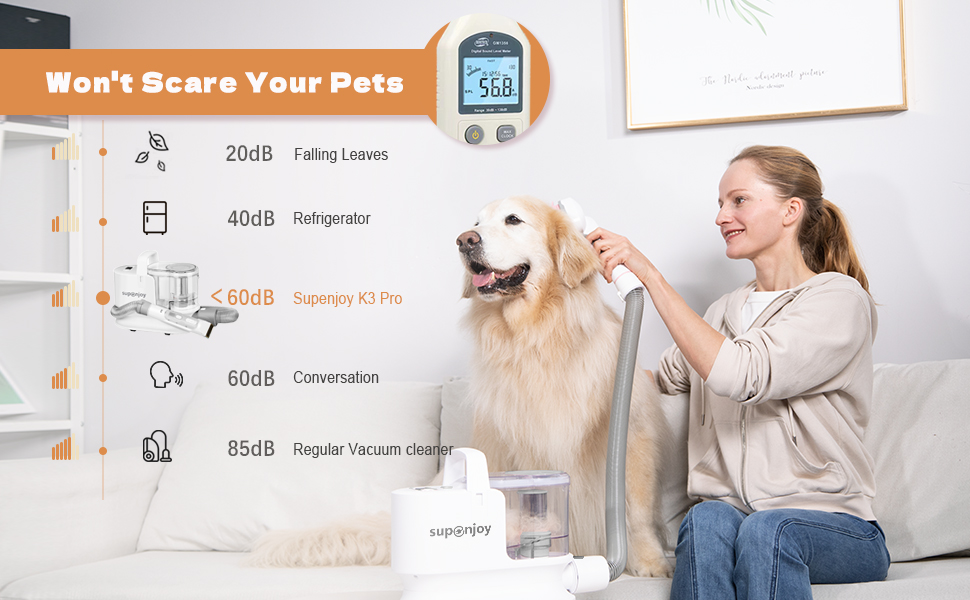 6 Grooming Tools included in 3.9kg White Pet Grooming Vacuum for Dog Cat