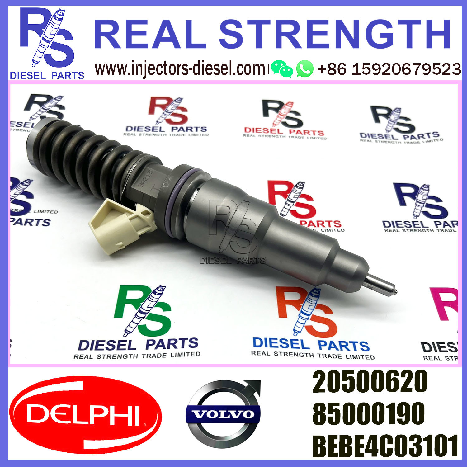 DELPHI 2pin injector 85000190 20500620 BEBE4C03101 Diesel pump Injector V-O-L-V BEBE4C03101 E1 for V-O-L-V 9.0 LITRE TRUCK