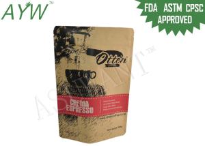 Quality Fresh Roasted Coffee Kraft Paper Zipper Bags 500g For Crema Espresso Beans wholesale