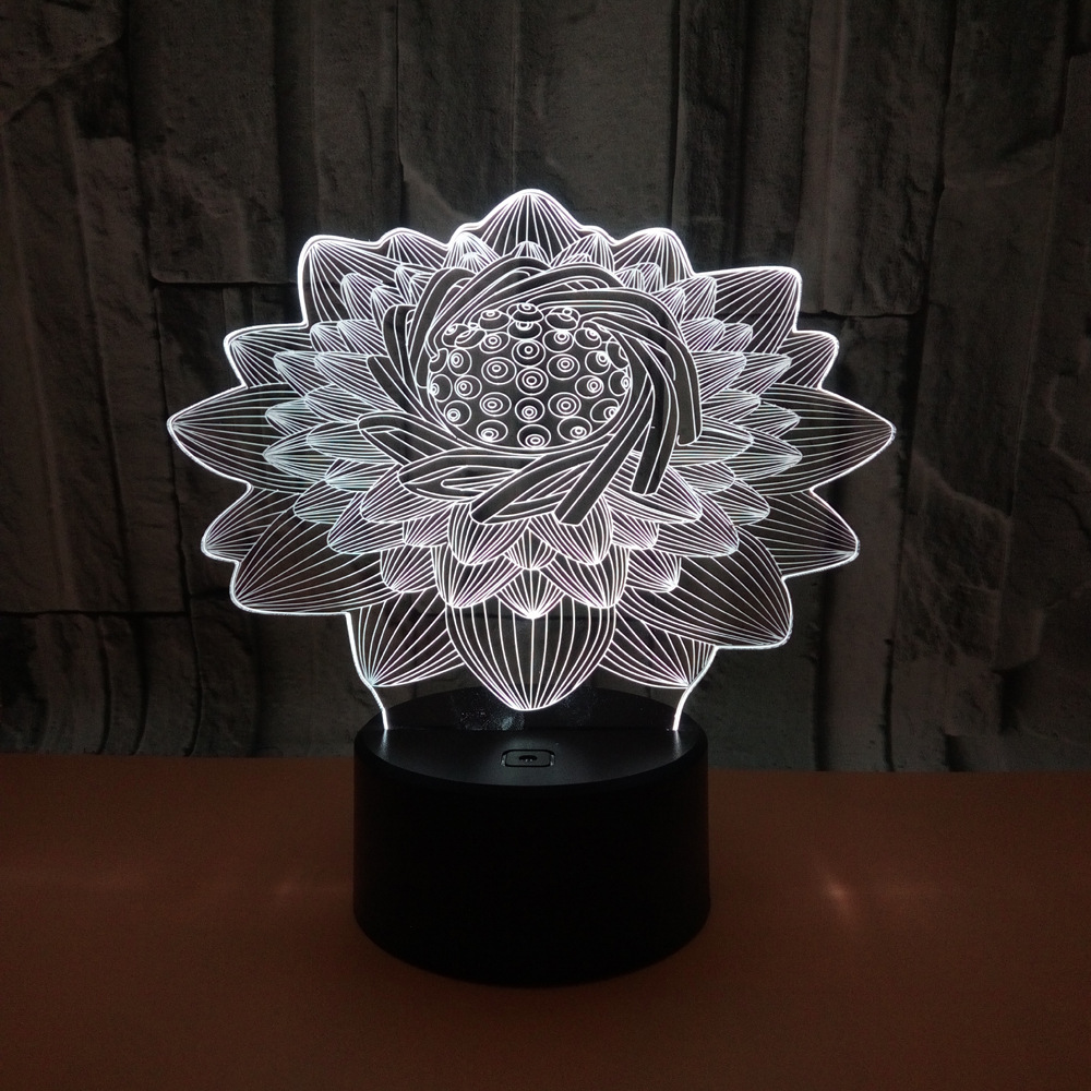 New Lotus flower custom OEM words picture 3D night Light LED Creative gift Desktop Table Lamp