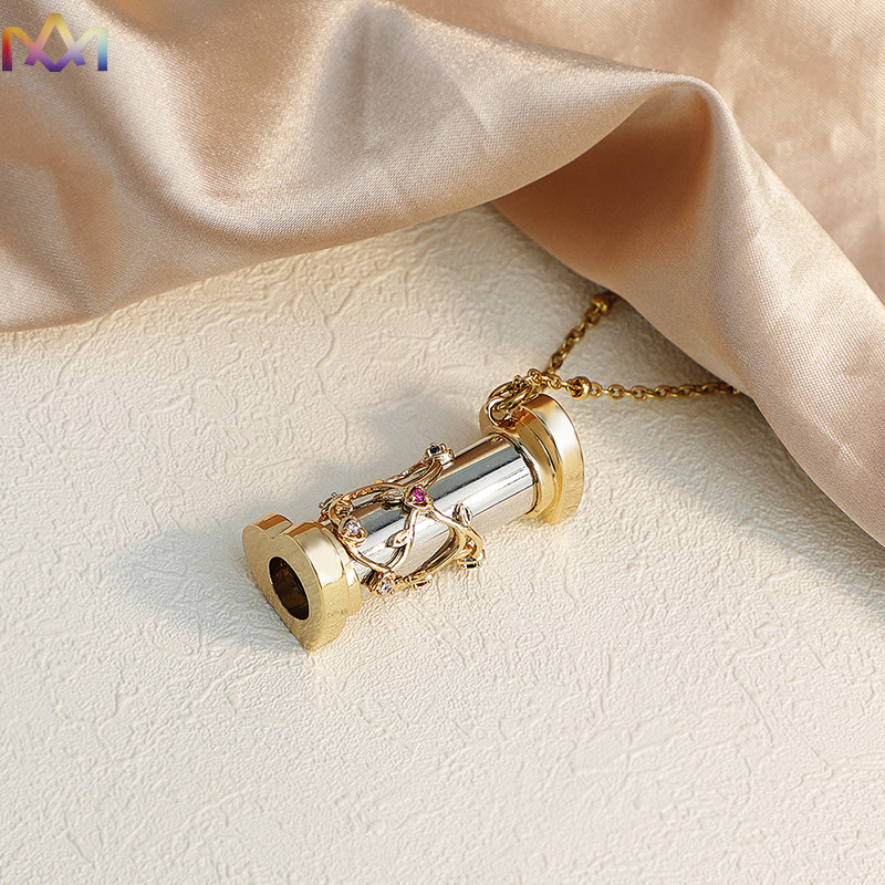 Mini Womens Engraved Kaleidoscope Pendant Necklace