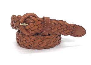 Quality Fashion Ladies Braided Belts With Round Leather Covered Buckle wholesale