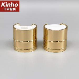 Quality Luxury Cosmetic Gold Aluminum Press Disc Top Cap 28/410 Metal Shell For Shampoo Bottle wholesale