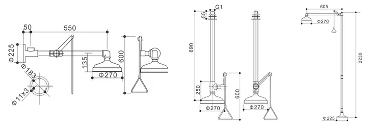 Stainless Steel Combination Emergency Shower &amp; Eye Wash Room