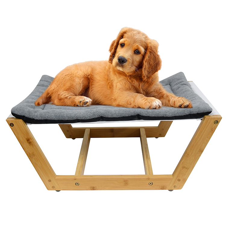 OEM Bamboo Pet Beds Long Faux Fur Dog Bed Frame Wood